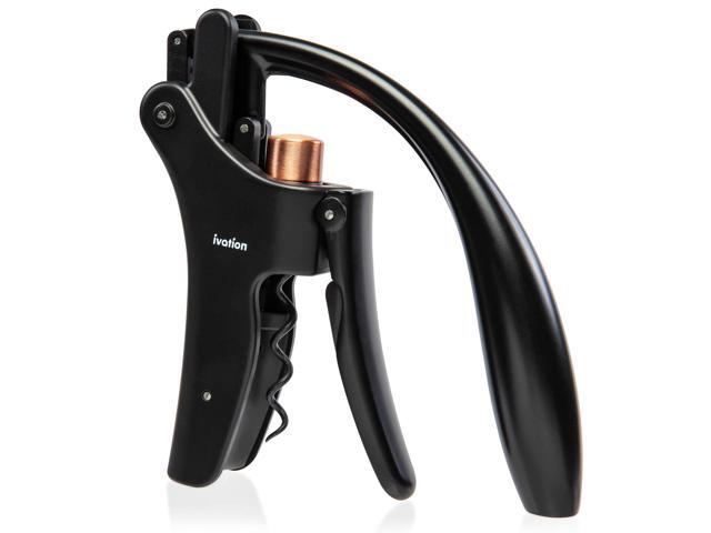 Ivation Wine Bottle Opener Manual Handheld Corkscrew with Ergonomic Lever Pump, Standing Vertical Design, Soft Bottleneck Grip, Nonstick Screw &...