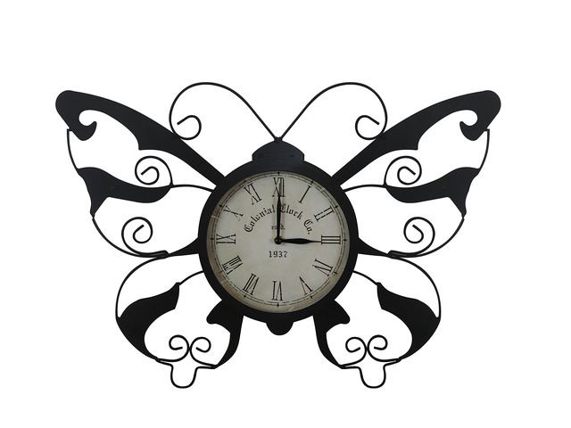 Butterfly Wall Clock 15 Multicolor Metal Indoor Outdoor Weather-Resistant Decorative Clock