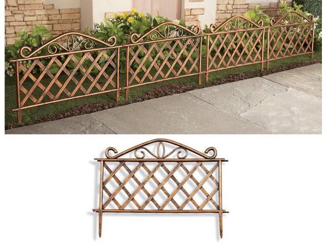 SkyMall Decorative Scroll Metal Look Garden Border Fence - Gold (4 Pieces)