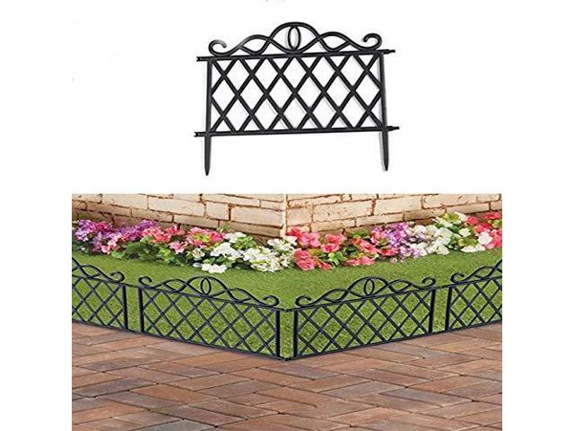 SkyMall Decorative 4 Piece Scroll Metal Look Garden Border Fence - Black