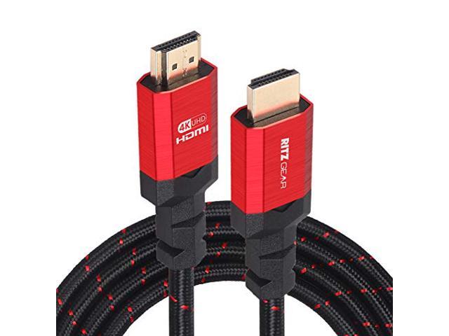 RitzGear 4K HDMI Cables 10-Pack of 10 Ft. High-Speed 18Gbps HDMI 2.0 Connectors Durable Braided Nylon, Gold Plating, 4K @ 60Hz Ultra HD, 3D,...
