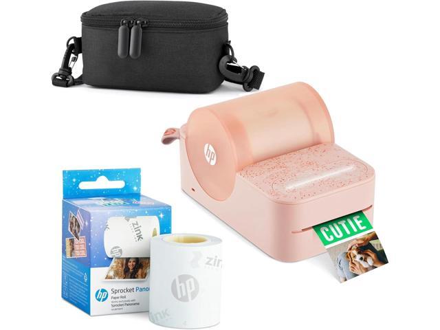 HP Sprocket Panorama Portable Color Label Printer & Instant Photo Printer Bundle w/Case & Zink Roll