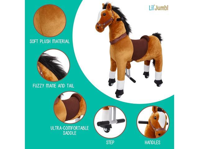 Lil' Jumbl Ride on Horse, Kids Ride on Toy with Realistic Sounds & Rolling Wheels (Brown)