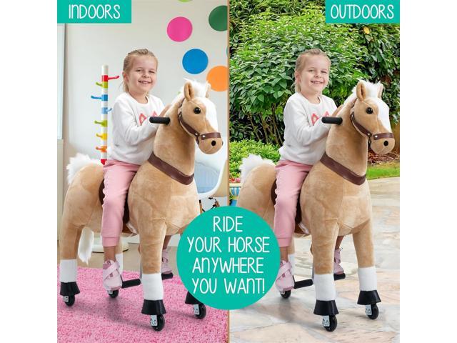 Lil' Jumbl Ride on Horse, Kids Ride on Toy with Realistic Sounds & Rolling Wheels (Off-White)