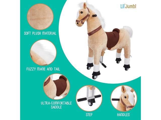 Lil' Jumbl Ride on Horse, Kids Ride on Toy with Realistic Sounds & Rolling Wheels (Off-White)