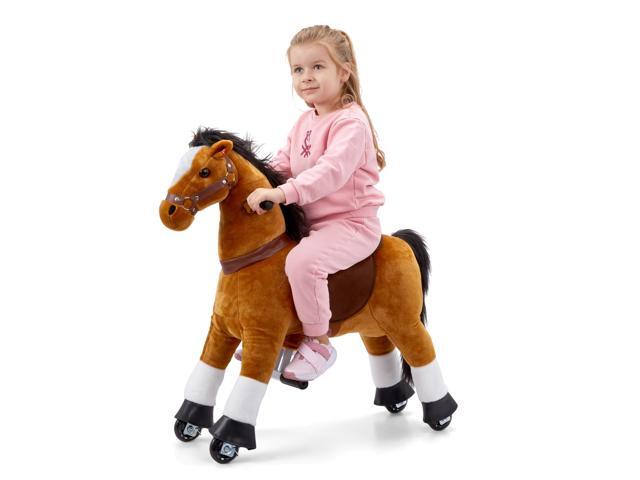 Lil' Jumbl Small Ride on Horse, Kids Ride on Toy with Realistic Sounds & Rolling Wheels (Brown)