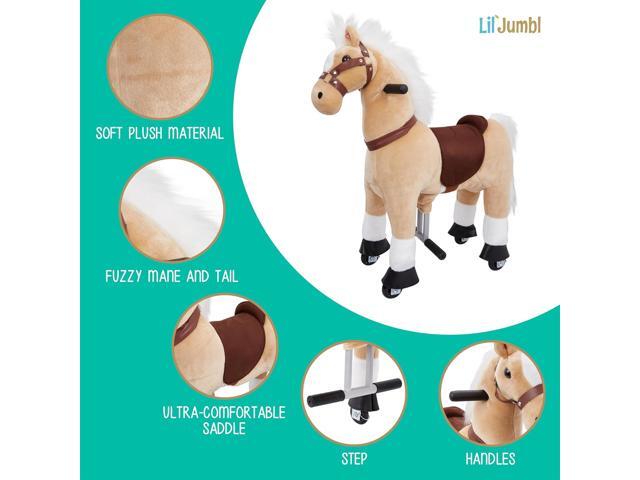 Lil' Jumbl Small Ride on Horse, Kids Ride on Toy with Realistic Sounds & Rolling Wheels (Off-White)