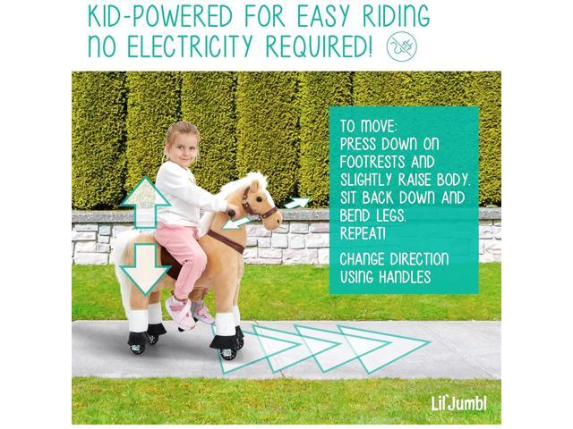 Lil' Jumbl Small Ride on Horse, Kids Ride on Toy with Realistic Sounds & Rolling Wheels (Off-White)