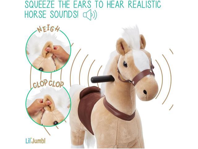 Lil' Jumbl Small Ride on Horse, Kids Ride on Toy with Realistic Sounds & Rolling Wheels (Off-White)