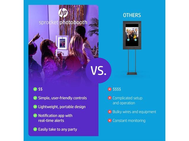 HP Sprocket Photobooth 3x4' Photo Printer (White) Bundle w/3.5 x 4.25 Zink Photo Paper (300 Sheets)