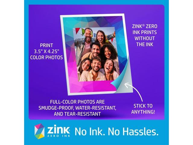 HP Sprocket Photobooth 3x4' Photo Printer (White) Bundle w/3.5 x 4.25 Zink Photo Paper (300 Sheets)