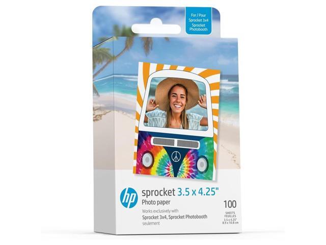 HP Sprocket Photobooth 3x4' Photo Printer (Pink) Bundle w/3.5 x 4.25 Zink Photo Paper (500 Sheets)
