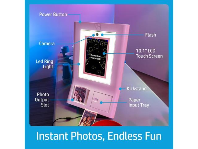 HP Sprocket Photobooth 3x4 Photo Printer (Pink) Bundle with Zink Paper (100 Sheets) & Carrying Case