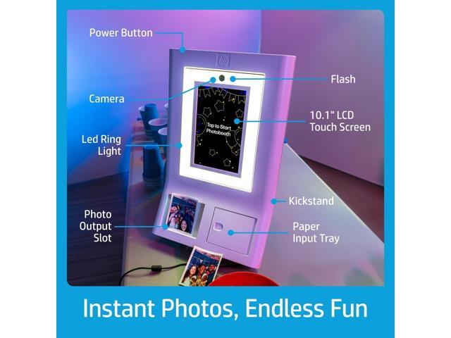 HP Sprocket Photobooth 3x4 Photo Printer (White) Bundle with Zink Paper (100 Sheets) & Carrying Case