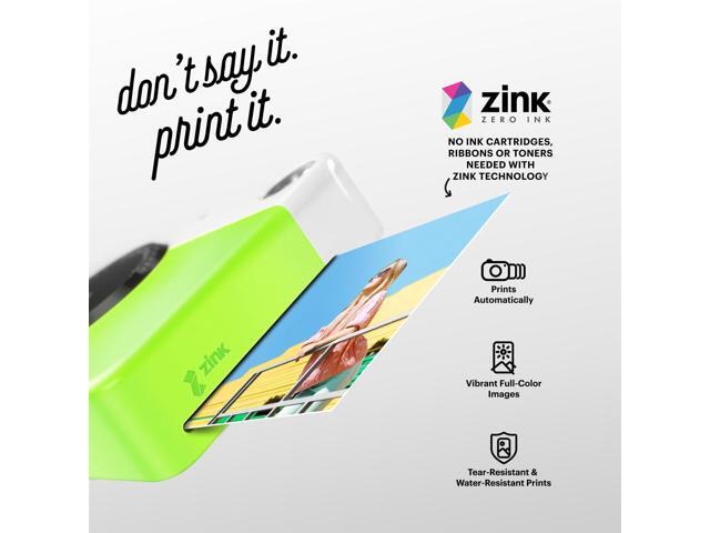 Kodak Printomatic 5MP Instant Print Camera (Green) & Zink Photo Paper (75 Sheets) Bundle