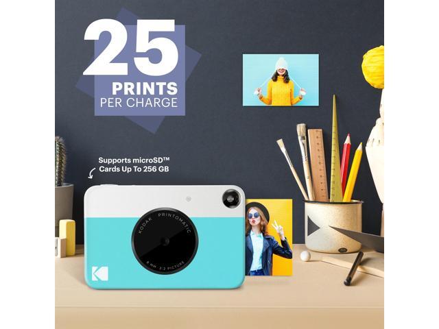 Kodak Printomatic 5MP Instant Print Camera (Blue) & Zink Photo Paper (75 Sheets) Bundle