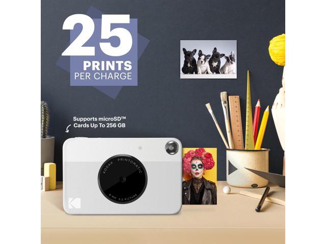 Kodak Printomatic 5MP Instant Print Camera (Gray) & Zink Photo Paper (75 Sheets) Bundle