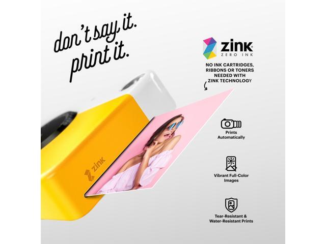 Kodak Printomatic 5MP Instant Print Camera (Yellow) & Zink Photo Paper (75 Sheets) Bundle