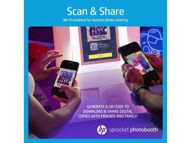 HP Sprocket Photobooth 3' x 4' Color Photo Printer with Touch Screen, LED Ring Light & Wi-Fi