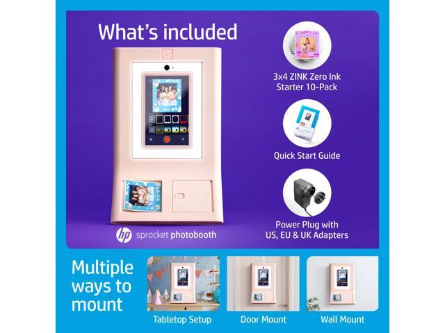 HP Sprocket Photobooth 3' x 4' Color Photo Printer with Touch Screen, LED Ring Light & Wi-Fi