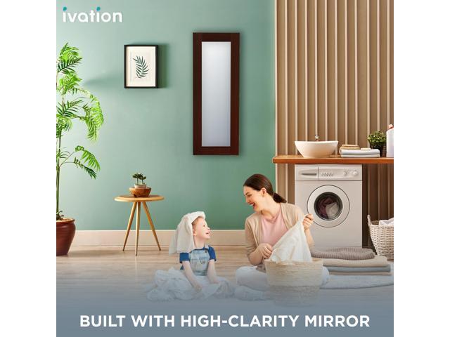 Ivation Wall-Mounted Ironing Board Cabinet, Foldable Ironing Storage Station for Home, Apartment & Small Spaces, Easy-Release Lever, With Miror...