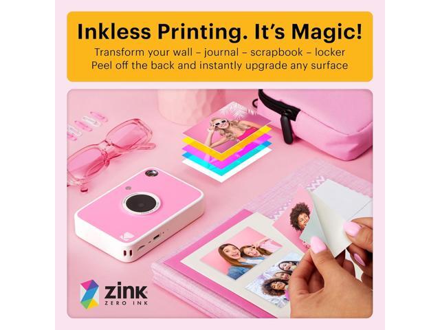 KODAK Printomatic+ Instant Print Digital Camera Starter Bundle + Carrying Case (Blue) + Zink 20pk Sticky-Back Photo Paper - 10MP, Full-Color...