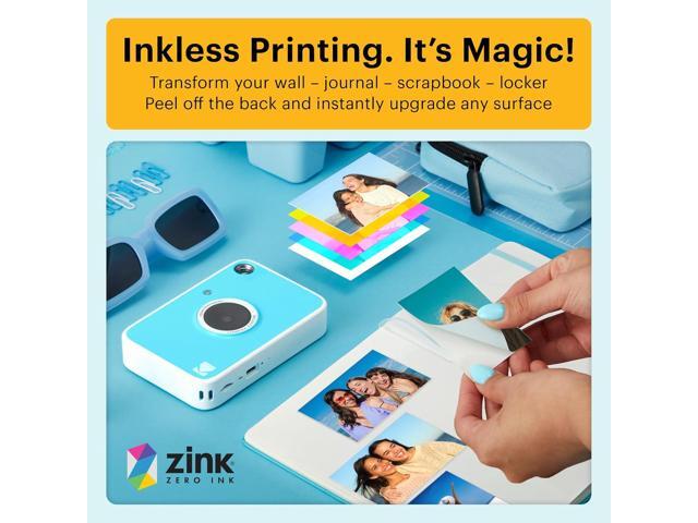 KODAK Printomatic+ Instant Print Digital Camera Starter Bundle + Carrying Case (Pink) + Zink 20pk Sticky-Back Photo Paper - 10MP, Full-Color...