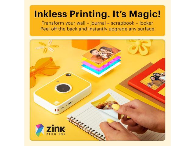 KODAK Printomatic+ Instant Print Digital Camera Starter Bundle + Carrying Case (Pink) + Zink 20pk Sticky-Back Photo Paper - 10MP, Full-Color...