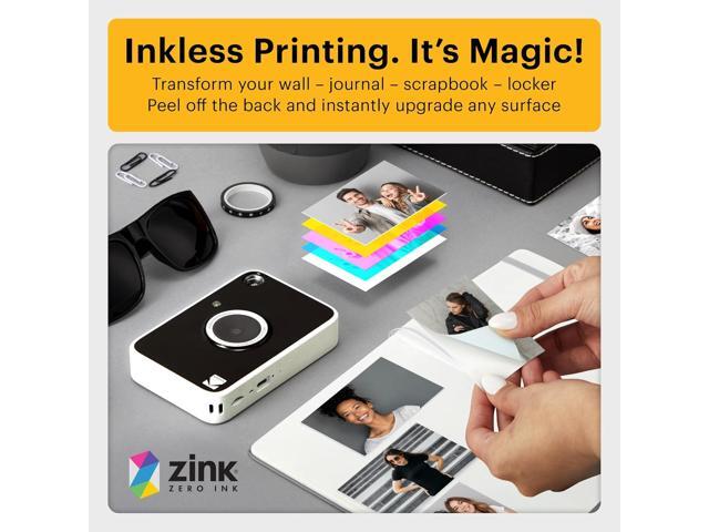 KODAK Printomatic+ Instant Print Digital Camera Starter Bundle + Carrying Case (Pink) + Zink 20pk Sticky-Back Photo Paper - 10MP, Full-Color...