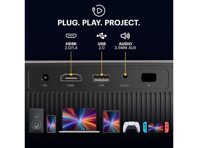Kodak FLIK X20 Smart Projector, 1080p Portable Projector with Google TV Dongle Built-In (Black)