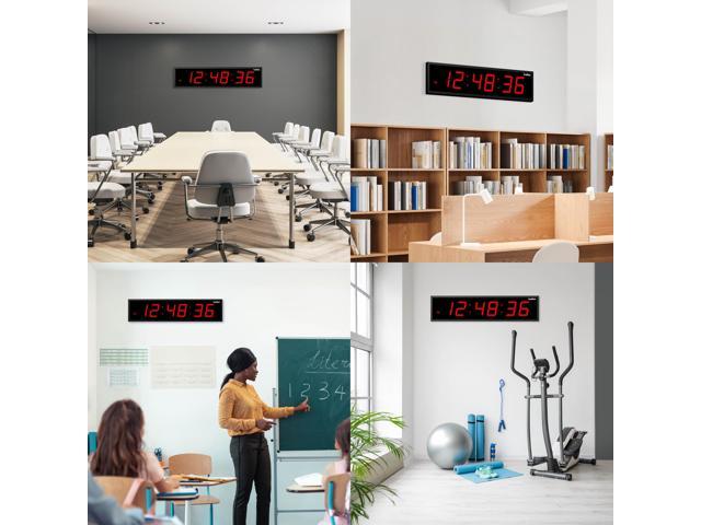 Ivation Huge Large Big Oversized Digital LED Clock - Shelf or Wall Mount (24 Inch - Red) 6-Level Brightness, Mounting Holes & Hardware