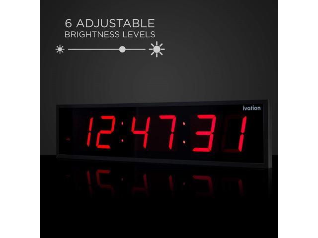 Ivation Huge Large Big Oversized Digital LED Clock - Shelf or Wall Mount (30 Inch - Red) 6-Level Brightness, Mounting Holes & Hardware