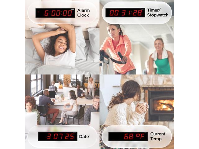 Ivation Huge 36' Inch Large Big Oversized Digital LED Clock with Stopwatch, Alarms, Countdown Timer & Temp - Shelf or Wall Mount (Red) 6-Level...