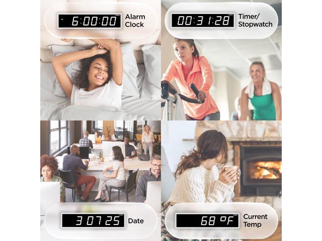 Ivation Huge 36' Inch Large Big Oversized Digital LED Clock with Stopwatch, Alarms, Countdown Timer & Temp - Shelf or Wall Mount (White) 6-Level...