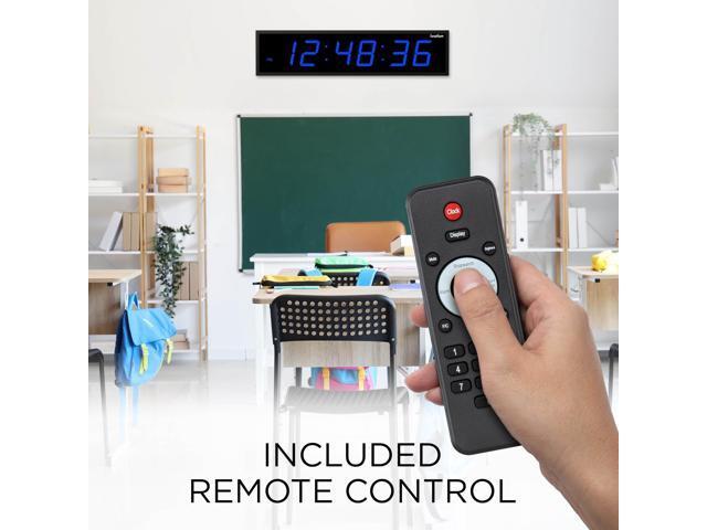 Ivation Huge 48' Inch Large Big Oversized Digital LED Clock with Stopwatch, Alarms, Countdown Timer & Temp - Shelf or Wall Mount (Blue) 6-Level...