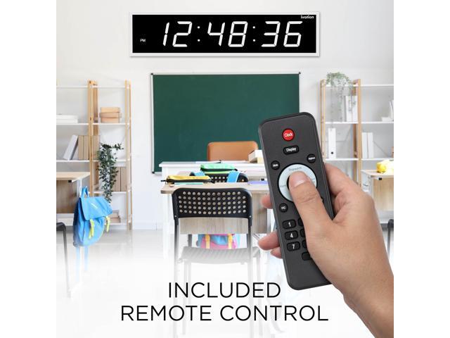 Ivation Huge 72' Inch Large Big Oversized Digital LED Clock with Stopwatch, Alarms, Countdown Timer & Temp - Shelf or Wall Mount (White) 6-Level...