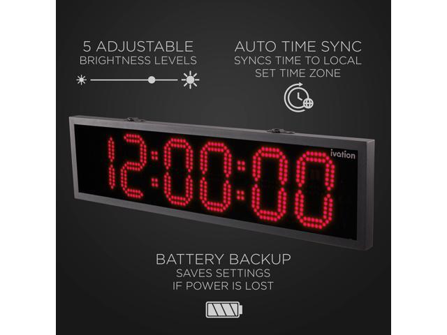 Ivation Huge 36' Inch Large Big Oversized Waterproof Outdoor Digital LED Clock with Stopwatch, Alarms, Countdown Timer & Temp - Wall or Chain Mount...