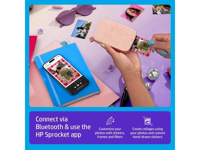 HP Sprocket Portable 2x3' Instant Photo Printer (Blush Pink), Prints From iOS or Android Devices