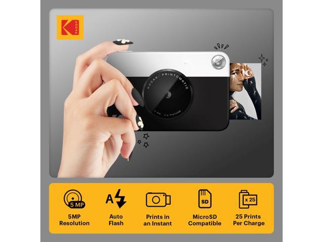 KODAK Printomatic Digital Instant Print Camera, Mini Instant Camera uses Zink 2x3' Photo Paper, Black