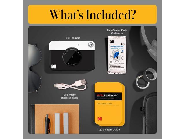 KODAK Printomatic Digital Instant Print Camera, Mini Instant Camera uses Zink 2x3' Photo Paper, Black
