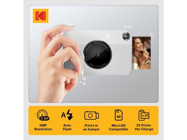 Kodak Printomatic Instant Print Camera, Prints On ZINK 2x3' Sticky-Backed Paper - Grey