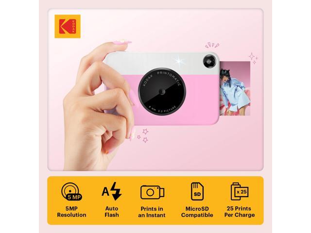 Kodak PRINTOMATIC Digital Instant Print Camera (Pink), Full Color Prints On ZINK 2x3 Sticky-Backed Photo Paper - Print Memories Instantly