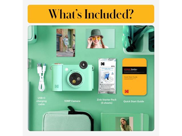 Kodak Smile+ Wireless 2x3 Digital Instant Print Camera with Effect Lenses & Zink Technology - Green