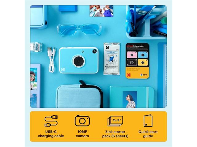 KODAK Printomatic+ Instant Print Digital Camera (Blue) 10MP Portable Camera with Interactive RGB LED Status Indicator, Prints Full-Color Photos on...