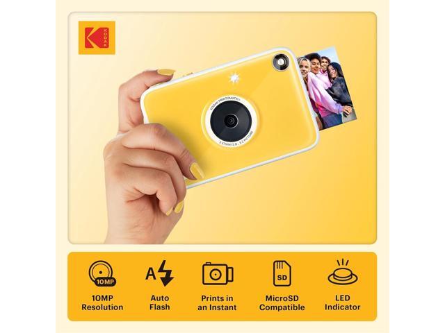 KODAK Printomatic+ Instant Print Digital Camera (Yellow) 10MP Portable Camera with Interactive RGB LED Status Indicator, Prints Full-Color Photos...
