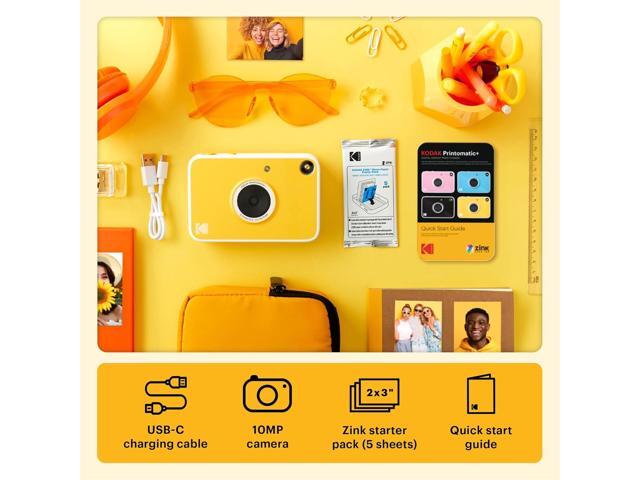 KODAK Printomatic+ Instant Print Digital Camera (Yellow) 10MP Portable Camera with Interactive RGB LED Status Indicator, Prints Full-Color Photos...