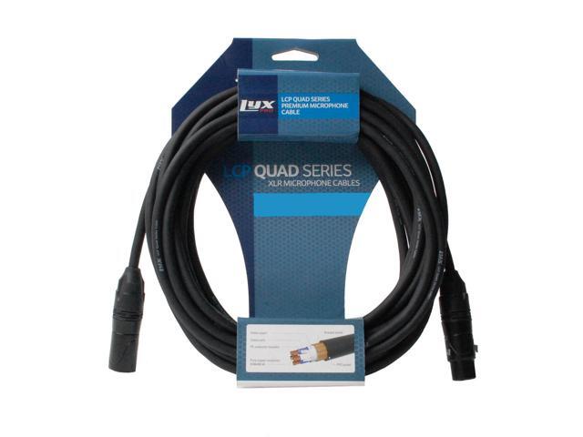 LyxPro 50 ft High End XLR cable 4-Conductor Star Quad Microphone Cable - Black