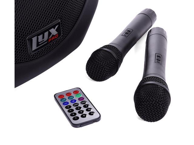 LyxPro 12" Battery PA Speaker w/ 2 Wireless Microphones, Blootuth MP3 USB SD