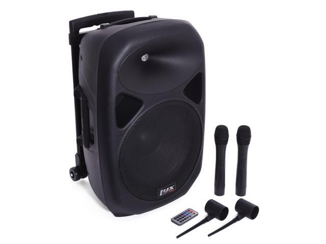 LyxPro 12" Battery PA Speaker w/ 2 Wireless Microphones, Blootuth MP3 USB SD
