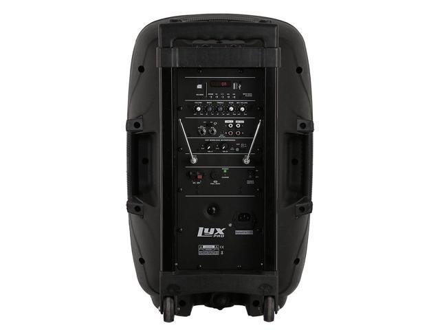 LyxPro 12" Battery PA Speaker w/ 2 Wireless Microphones, Blootuth MP3 USB SD
